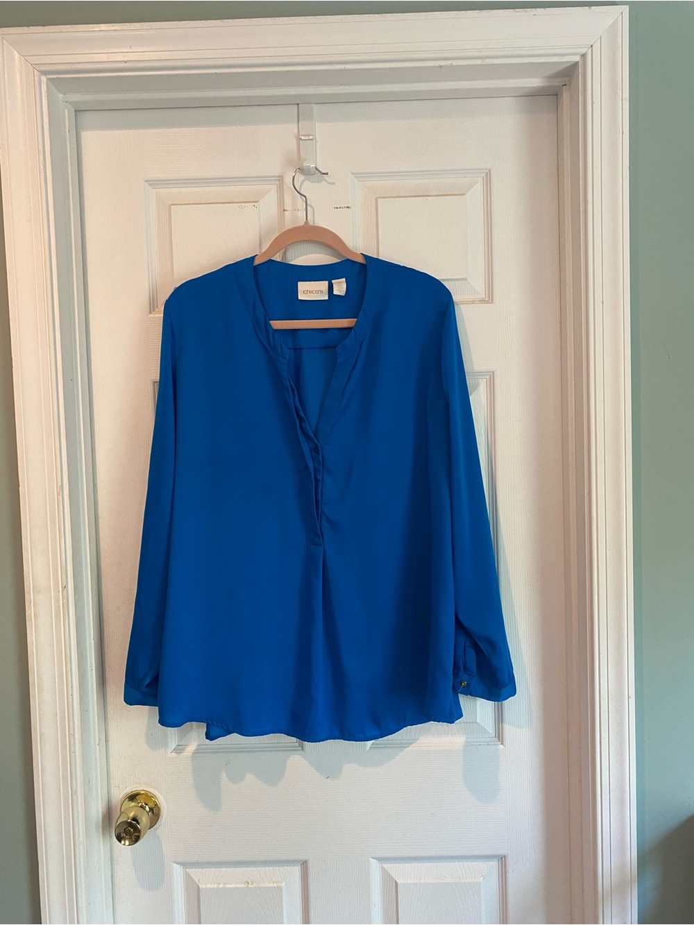Chico's Cobalt Blue V-Neck Pullover Blouse